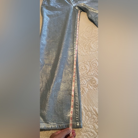 Baggy High Waisted Metallic Blue Jeans - Picture 4 of 11